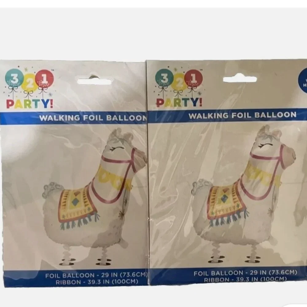 3-2-1PARTY WALKING LLAMA FOIL MYLAR HELIUM BALLON 29''H- with RIBBON PARTY DECOR